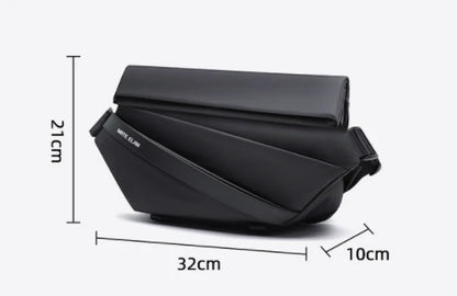 A sleek, minimalist crossbody bag with a mechanical-inspired design, crafted from premium PVC for durability and breathability.