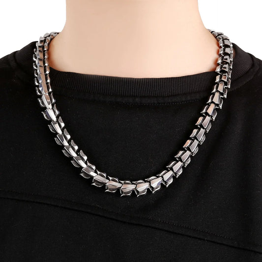 Titanium Steel Men's Necklace with Animal and Zodiac Designs in Steel, Black, and Gold Colors