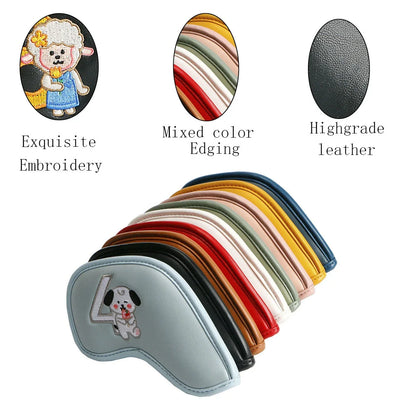 Premium printed golf iron covers in a variety of vibrant colours, designed to protect clubs and showcase personal style
