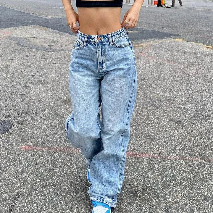 Women's slim-fit light blue denim jeans in a classic British fashion style