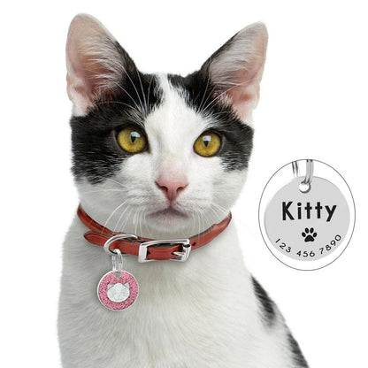 Premium stainless steel ID tag with engraved glitter design and customisable text