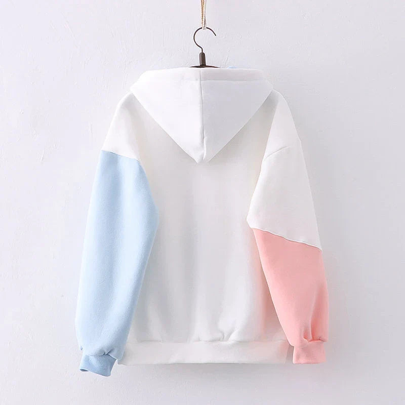 Premium Luxury Hooded Velvet Jumper for Students in White or Beige Velvet