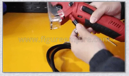 A powerful multi-function circular saw with a 400-watt motor and 3,700 RPM, cutting through various materials with precision