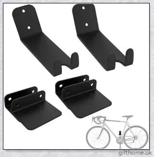 Sturdy black carbon steel bicycle wall mount rack for securing bikes and mountain bikes to the wall