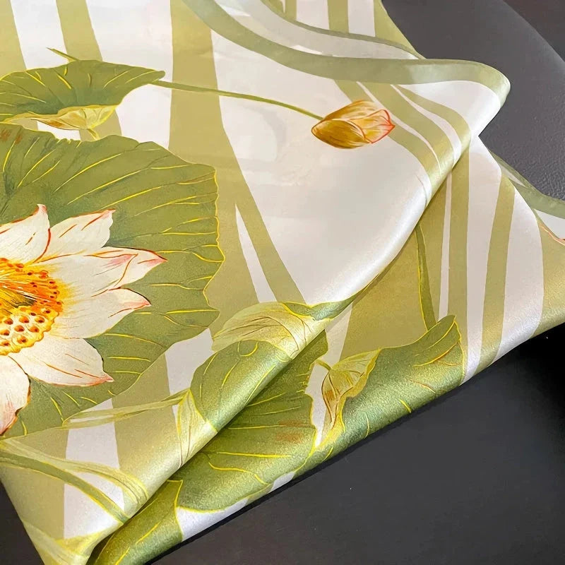 Luxury pure silk square scarf with fashion-forward print, perfect for enhancing any outfit