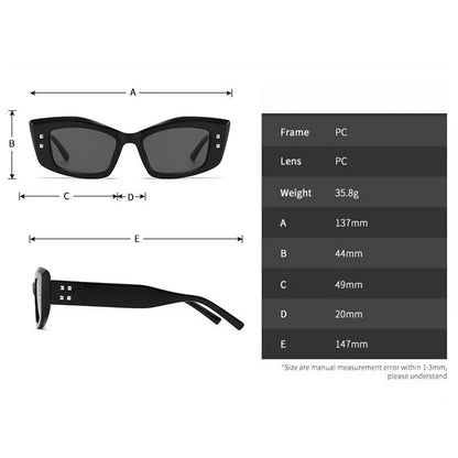 Retro cat eye sunglasses with rivet details, offering a stylish and protective eyewear solution.