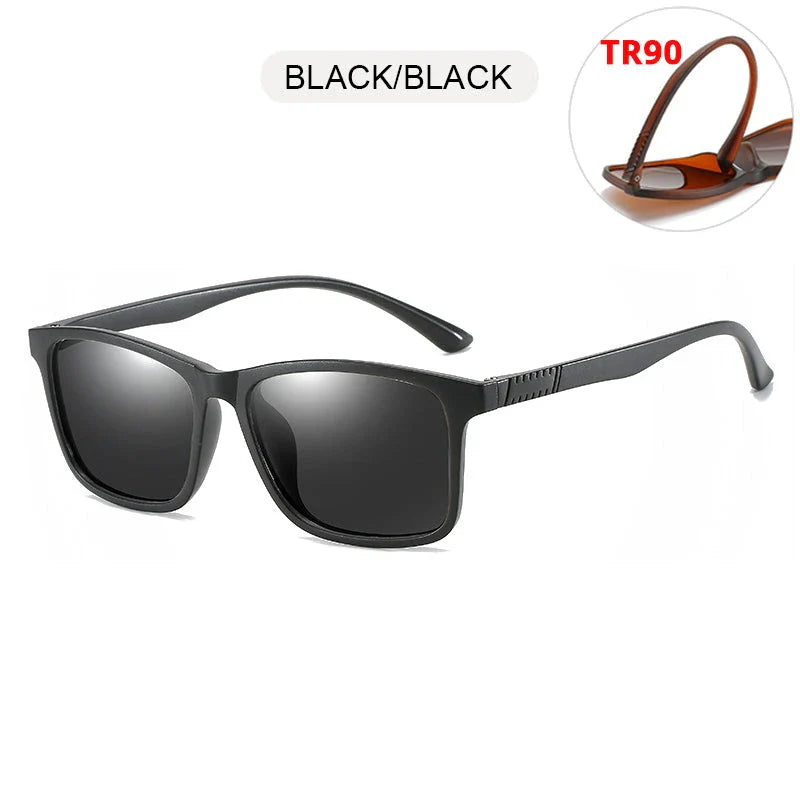 Classic Square Polarised Sunglasses with Plastic Titanium Frame and UV Protection
