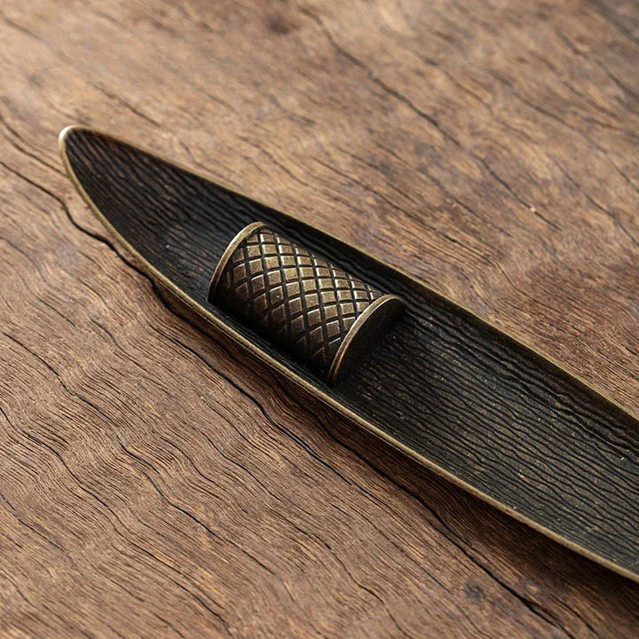 Elegant copper incense holder with Bodhi leaf design for peaceful home decor