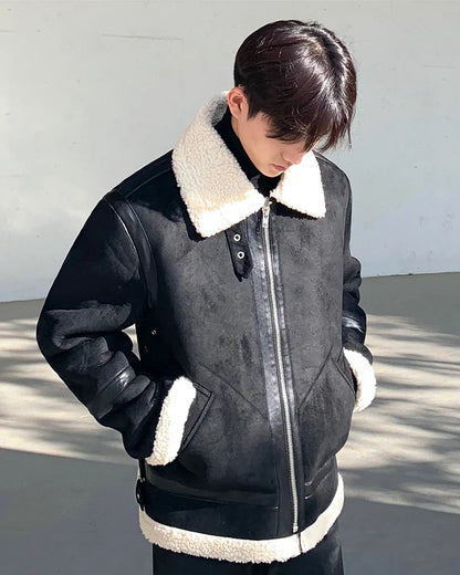 Premium casual lambswool jacket for stylish British gentlemen, featuring a zip-up design, timeless solid colour, and durable construction.