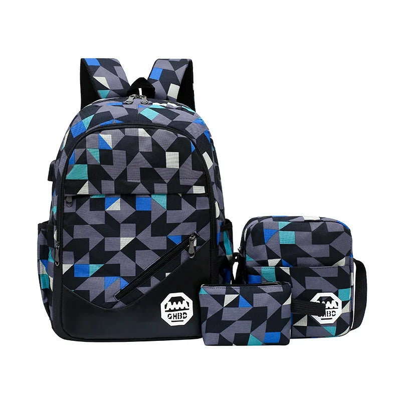 Premium nylon backpack with floral design, versatile 3-in-1 schoolbag for everyday use in the UK