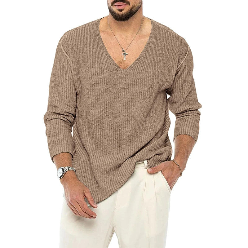 Stylish V-Neck Knitted Sweater for Men in a variety of sophisticated colours, featuring a sleek design and premium acrylic construction.