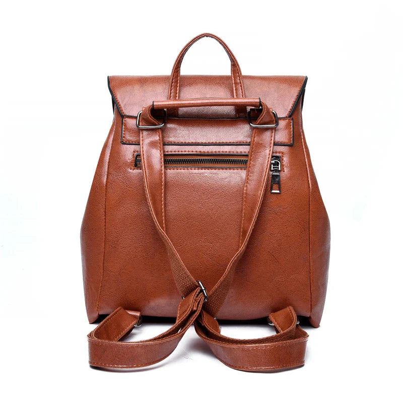 Premium oil-wax women's backpack in various colours, featuring a sleek and vintage-inspired design for a stylish city companion