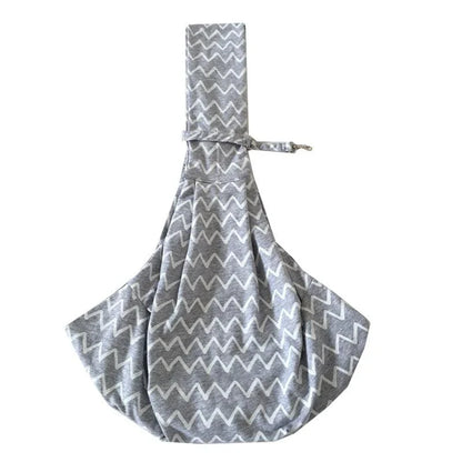 Premium grey striped cotton pet carrier sling bag with adjustable strap, suitable for pets up to 6 kg