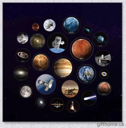 Colourful sky projector displaying planets and stars, creating a starry night effect in a room