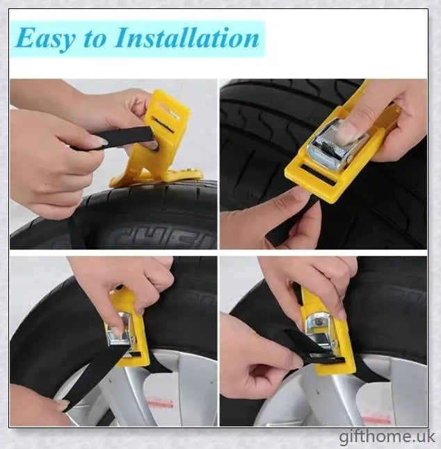 Premium anti-skid car tyre chains with alloy nails for exceptional grip and traction on UK roads