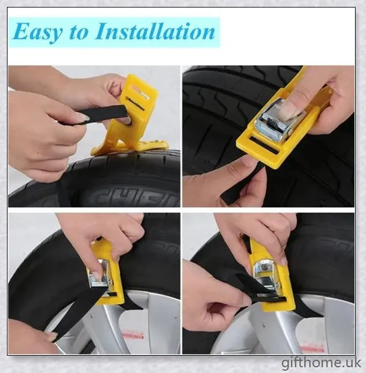 Premium anti-skid car tyre chains with alloy nails for exceptional grip and traction on UK roads