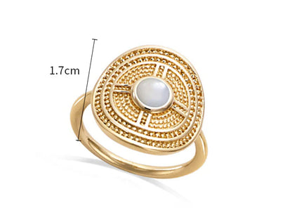 Elegant Sterling Silver Ring with Retro Design and Semi-Precious Stones for Women
