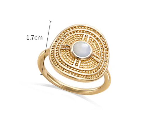 Elegant Sterling Silver Ring with Retro Design and Semi-Precious Stones for Women