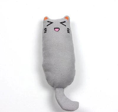 Soft, cuddly catnip-filled plush toy in a grey cotton colour, designed to captivate and entertain your feline friend.