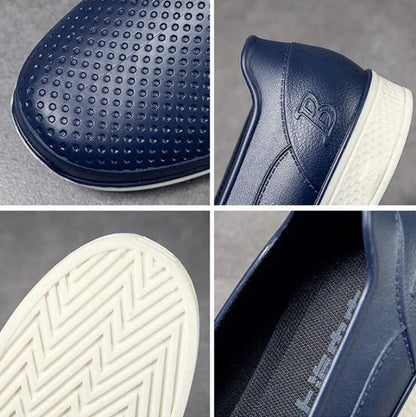 Stylish waterproof rain boots for men, featuring a unique design and durable construction for comfortable wear in wet weather.