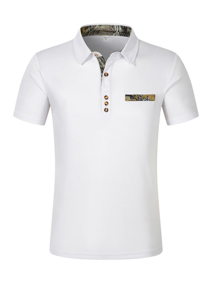 Premium short-sleeve sports shirt for men, featuring a button-down design and breathable, durable polyester fabric