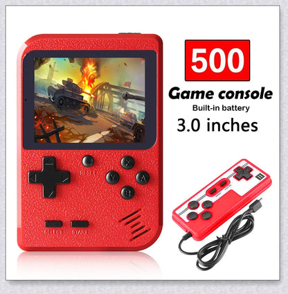 Tinytendo mini gaming console with 500 built-in retro games, compact and portable design, vibrant display, and long-lasting battery life.