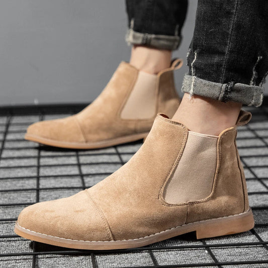 Premium suede high-top casual men's Martin boots with a robust rubber sole and a timeless silhouette
