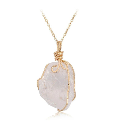 Handcrafted natural stone pendant necklace with irregular crystal for a distinctive and rustic charm