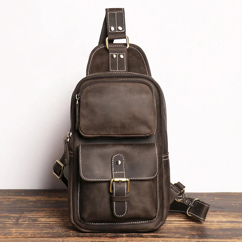 Premium Genuine Leather Messenger Bag for Outdoor Sports and Activities