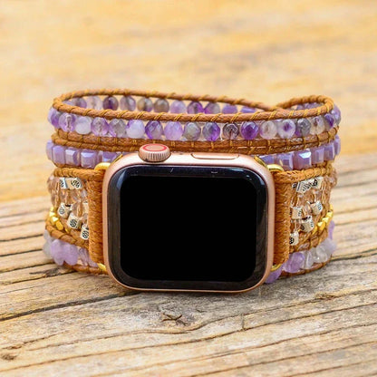 Handcrafted crystal bead watch strap in a bohemian-inspired design