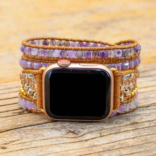 Handcrafted crystal bead watch strap in a bohemian-inspired design