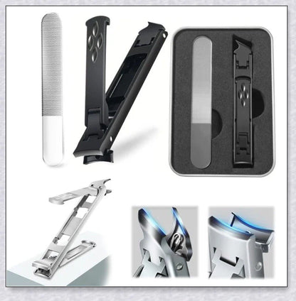 Fold-Away Double-Ended Nail Clipper - Premium British Manicure Set with Stainless Steel Blades and Ergonomic Grip