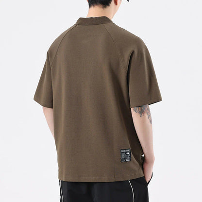 Stylish everyday raglan t-shirt for men in white, dark brown, and melange grey colours