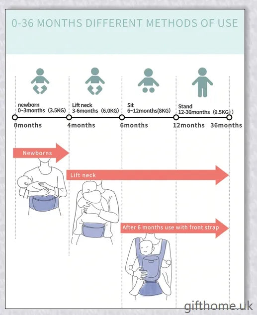Ergonomic front-facing baby carrier with padded waist strap, lumbar support, and versatile wearing options for comfortable, secure travel with your little one.