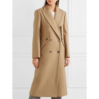 Chic slimming trench coat for women, featuring a tailored wide-waisted silhouette, elegant turn-down collar, and minimalistic buttons for a polished look.
