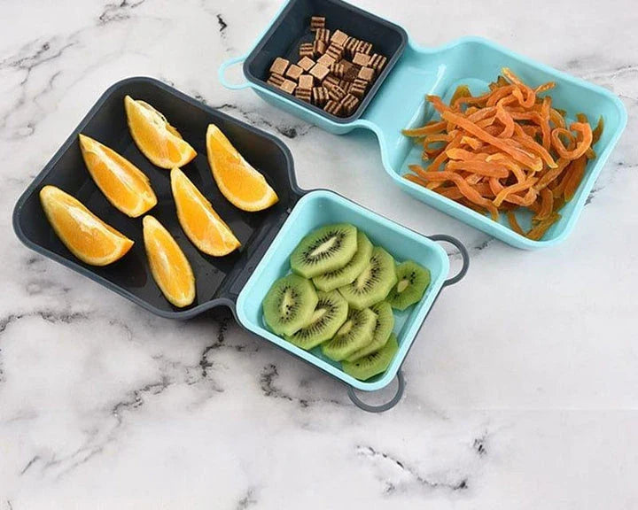 Premium 10-piece mixing bowl and serving plate set in stylish blue-grey colour