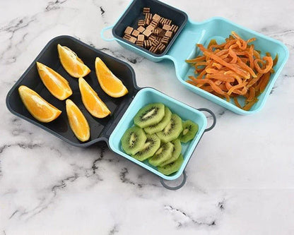 Premium 10-piece mixing bowl and serving plate set in stylish blue-grey colour