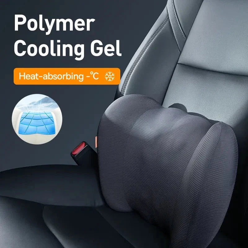 Premium car neck and lumbar support cushion with ergonomic 3D contoured design, memory foam and synthetic fibre for ultimate comfort