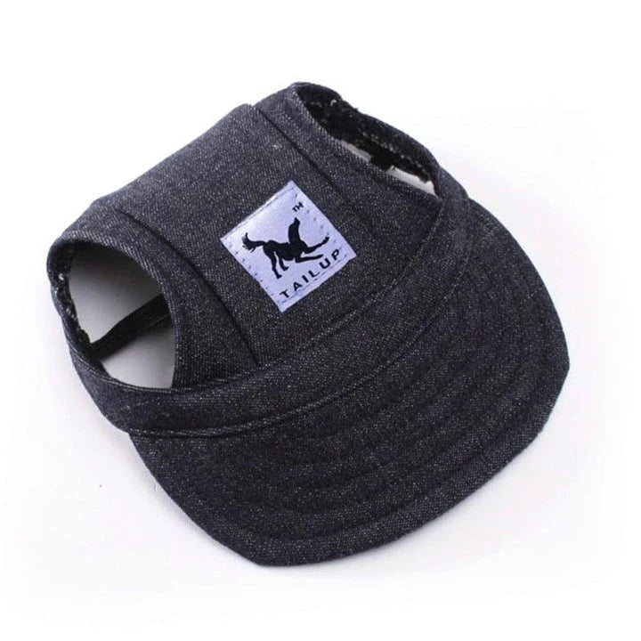 A stylish canvas pet cap with vibrant animal-themed prints, designed for comfort and fashion-forward canine companions.