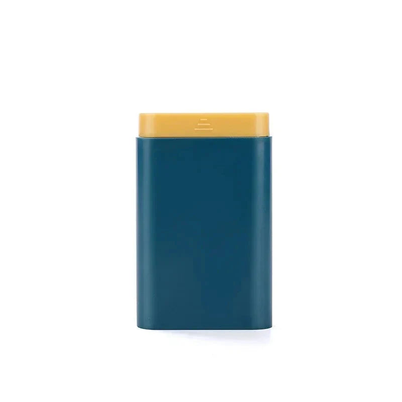 Compact 7-day portable pill organiser with six grids for storing daily medications, supplements, and vitamins