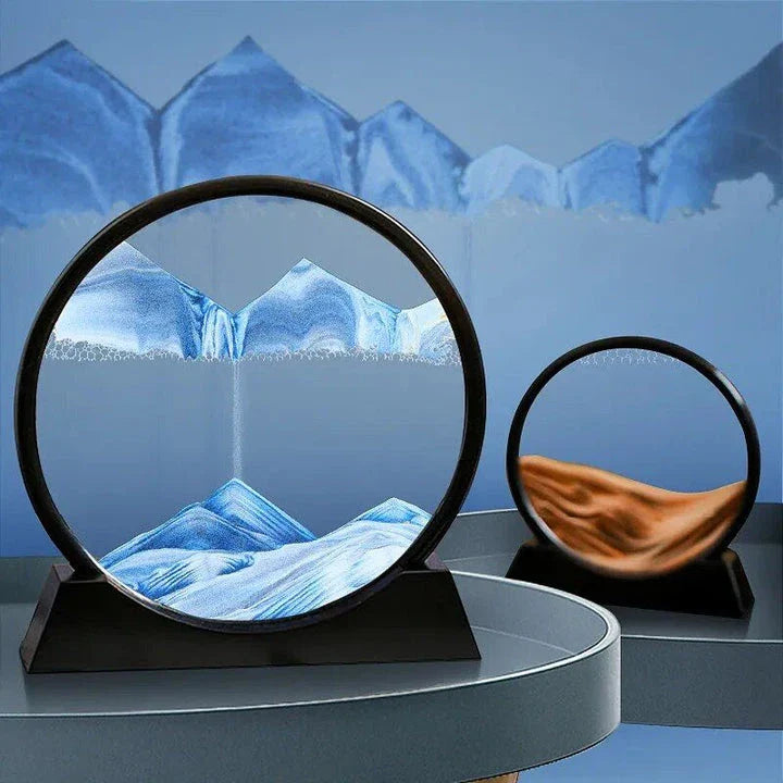 Captivating retro sandscape hourglass with mesmerising deep sea moving sand art