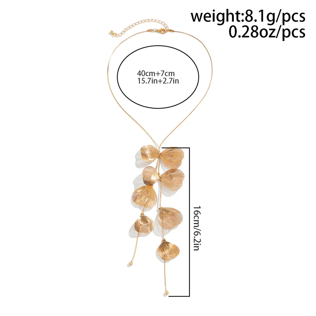 Elegant Kpop-inspired flower petal choker necklace in radiant gold colour, featuring a beautiful pendant and chic snake chain design