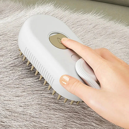 Premium 3-in-1 electric pet grooming brush with self-cleaning mechanism and soothing spray, suitable for cats and dogs