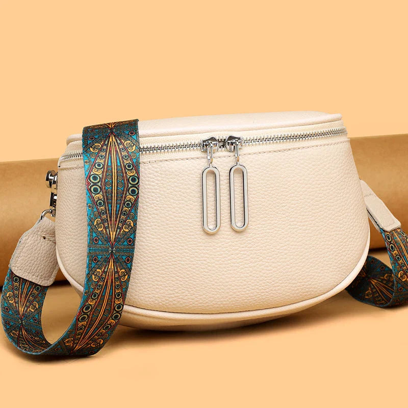 Premium genuine leather tote bag with adjustable strap and interior compartments for fashion-forward women