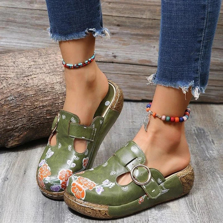 Elegant plum blossom totem pattern sandals and slippers in various vibrant colours