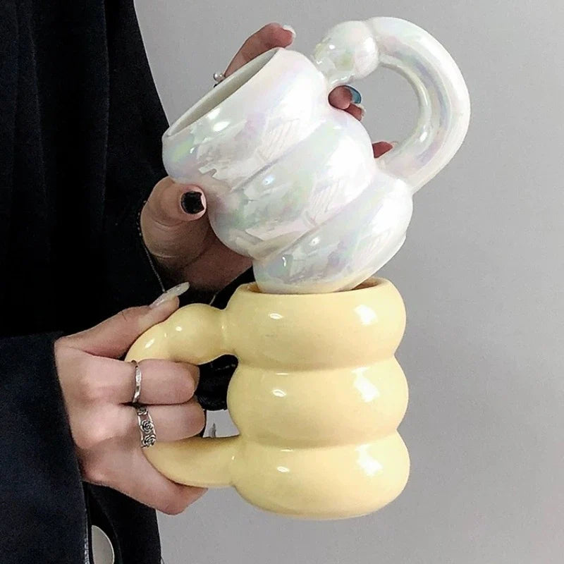 Creative couples ceramic mug with charming couple-inspired designs and 420ml capacity