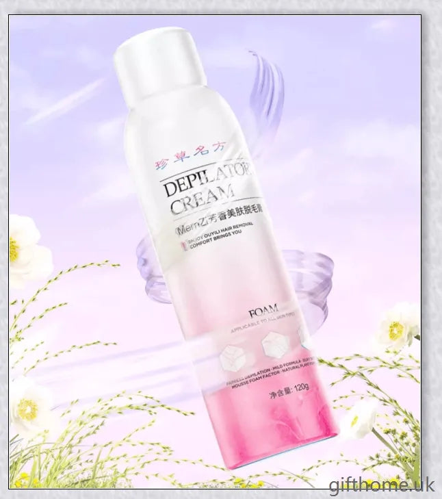 100% Natural Hair Removal Spray that gently dissolves unwanted body hair, leaving skin soft and smooth