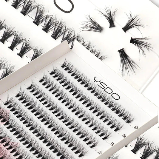 Premium mink eyelash extensions in various lengths and thicknesses for a captivating, natural-looking eye enhancement