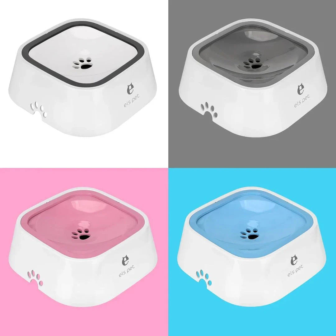 1L Splash Proof Pet Water Bowl in grey, with floating design to prevent spills and keep floors dry
