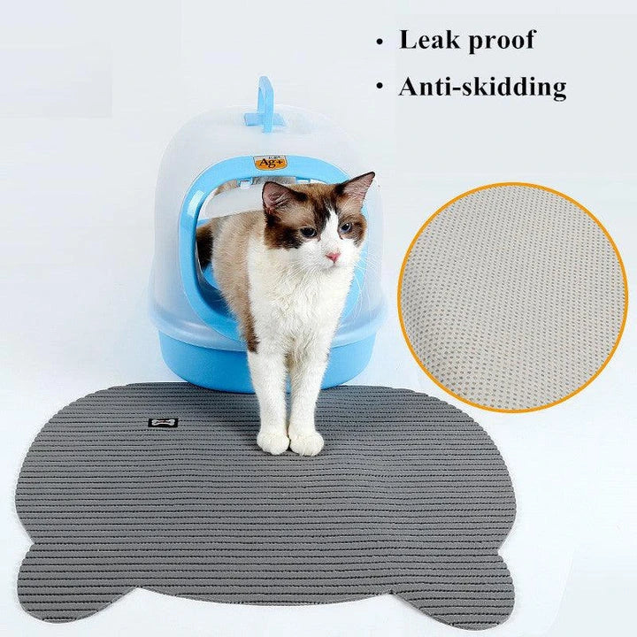 Premium Non-Slip Large Cat Litter Mat in brown and grey colours, designed to catch litter and keep floors clean